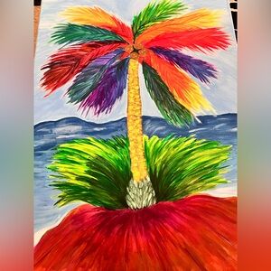 Vibrant Multicolor Palm Tree Painting